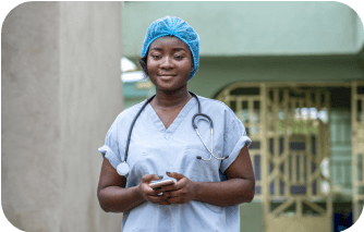 a lady wearing scrubs